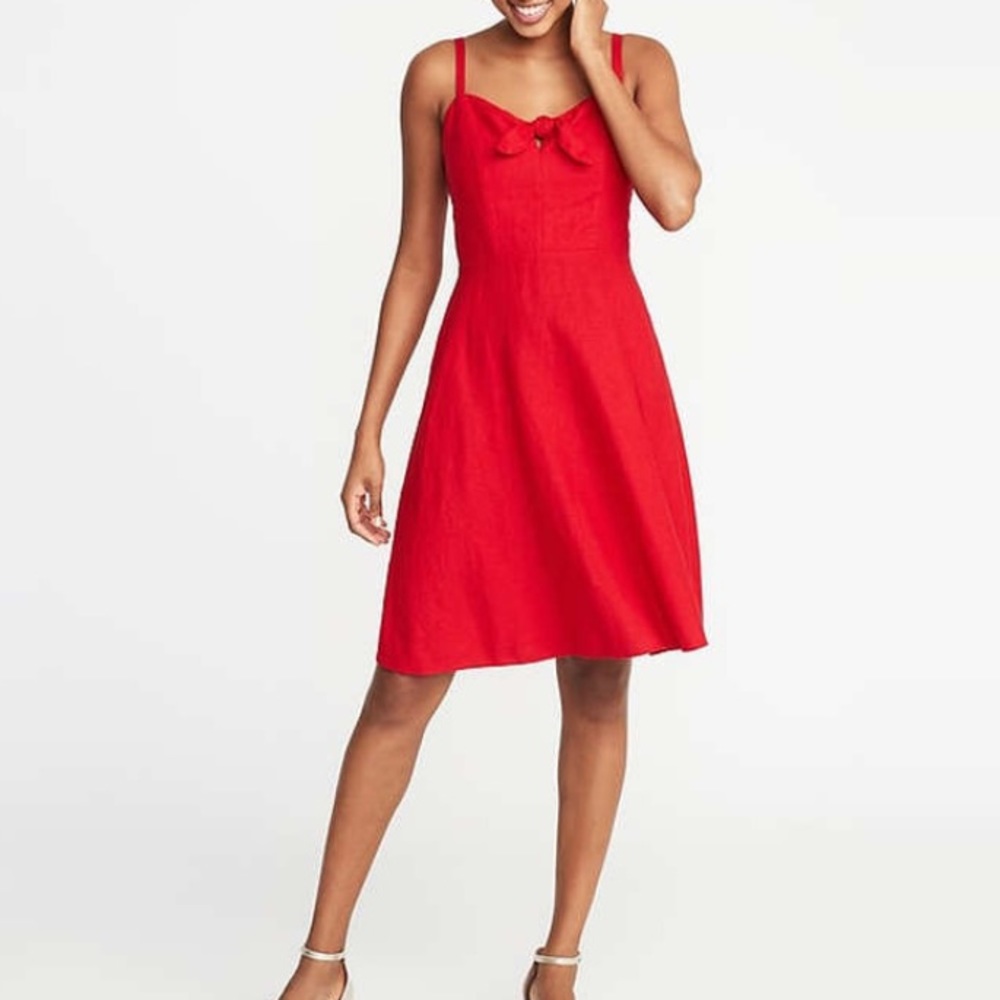Red spaghetti strap dress